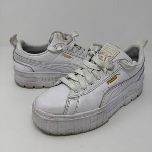Puma Mayze Classic Shoes Size 9US Platform Sneakers White Gold Women's